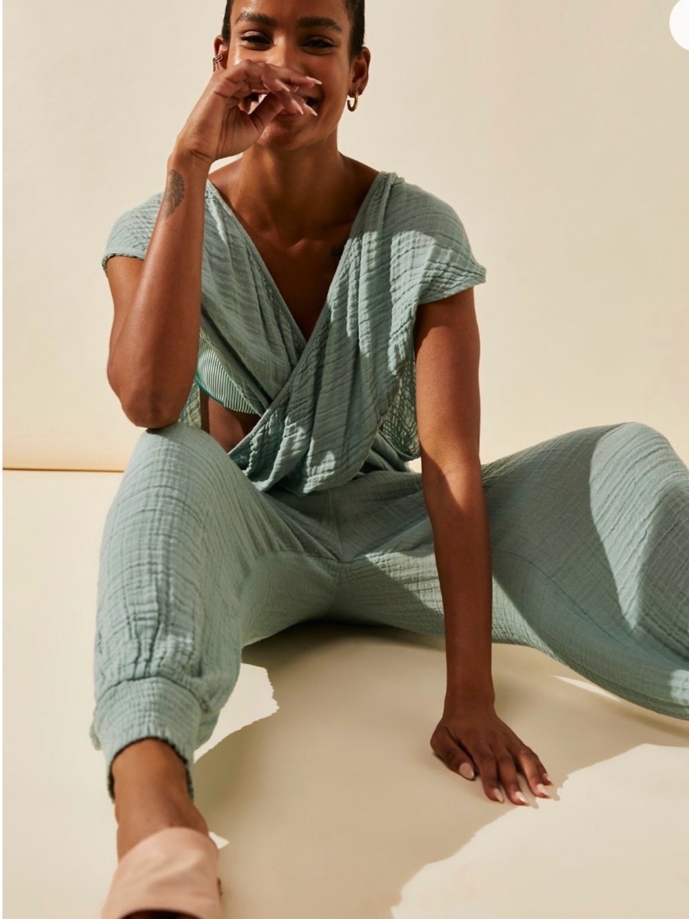 Free People Jaila Jumpsuit Blue Surf Medium